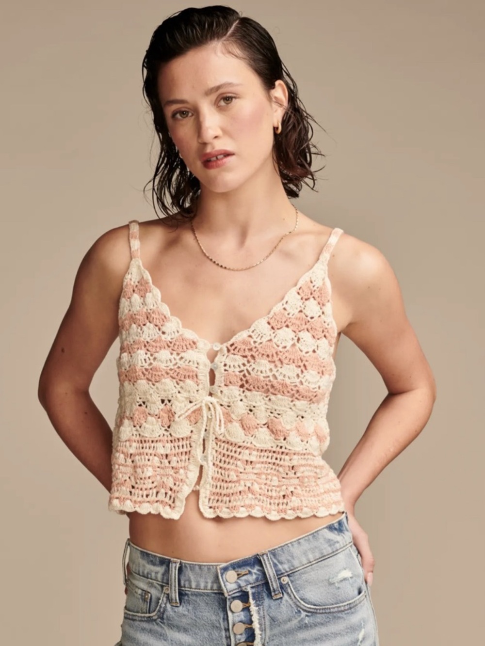 Lucky Brand Crochet Cropped top